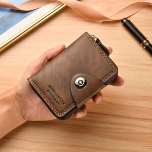 Slim Genuine Leather Card Holder Wallet Brown