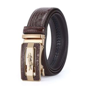 Men's Genuine Leather Auto-Lock Belt Ratchet Brown