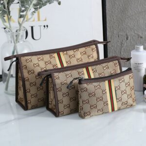 Luxury PU Leather Makeup Pouch Bag Set 3pcs
