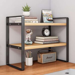 Industrial Style 3-Tier Iron & Wood Bookshelf Rack